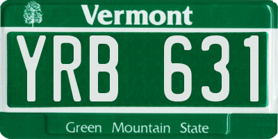 VT license plate YRB631