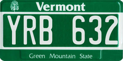 VT license plate YRB632