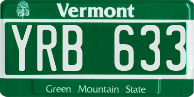 VT license plate YRB633