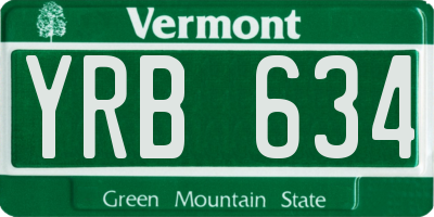 VT license plate YRB634