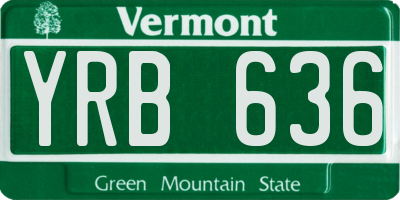 VT license plate YRB636