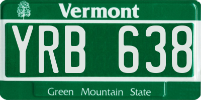 VT license plate YRB638