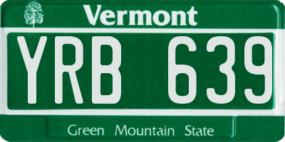 VT license plate YRB639