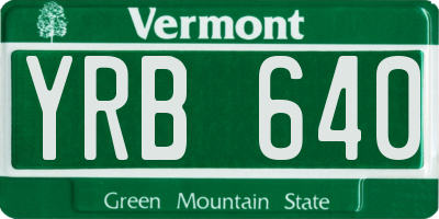 VT license plate YRB640