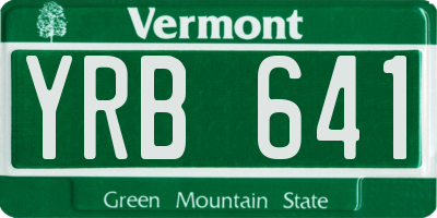VT license plate YRB641