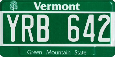 VT license plate YRB642