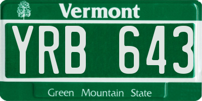 VT license plate YRB643