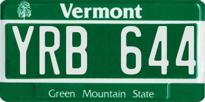VT license plate YRB644