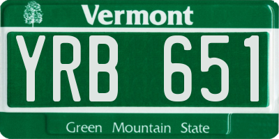 VT license plate YRB651