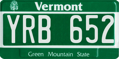VT license plate YRB652