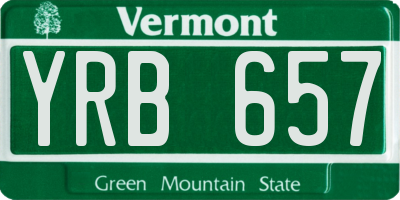 VT license plate YRB657