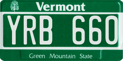 VT license plate YRB660