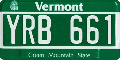 VT license plate YRB661