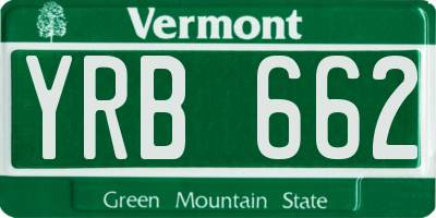 VT license plate YRB662