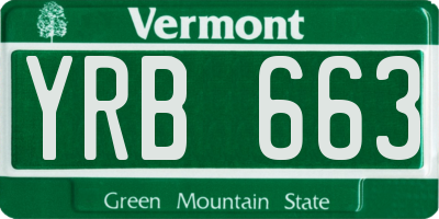 VT license plate YRB663