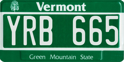 VT license plate YRB665