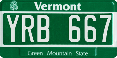 VT license plate YRB667