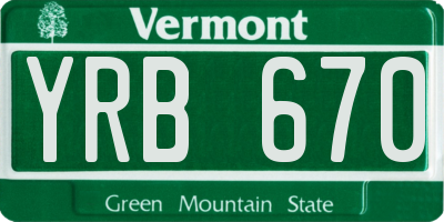 VT license plate YRB670