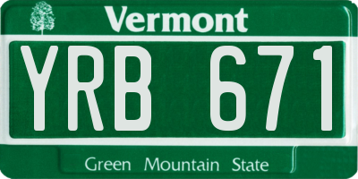 VT license plate YRB671