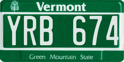 VT license plate YRB674