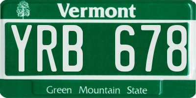 VT license plate YRB678
