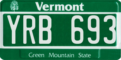 VT license plate YRB693