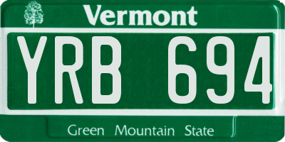 VT license plate YRB694