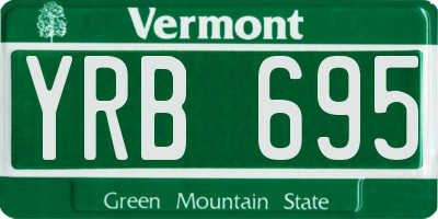 VT license plate YRB695