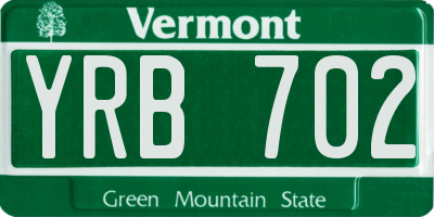 VT license plate YRB702
