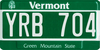 VT license plate YRB704