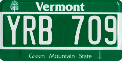VT license plate YRB709