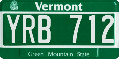VT license plate YRB712