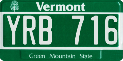 VT license plate YRB716