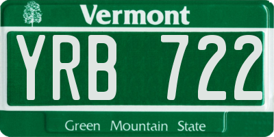 VT license plate YRB722