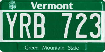 VT license plate YRB723