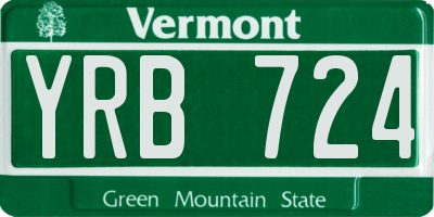 VT license plate YRB724