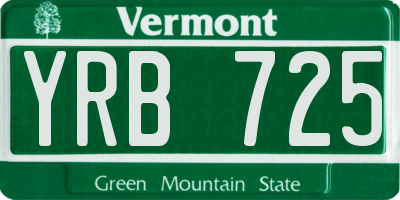 VT license plate YRB725