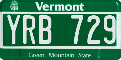 VT license plate YRB729