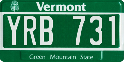 VT license plate YRB731
