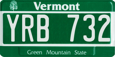 VT license plate YRB732