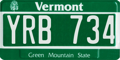 VT license plate YRB734