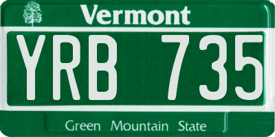 VT license plate YRB735