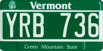 VT license plate YRB736