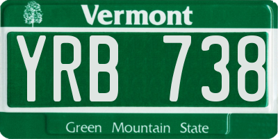 VT license plate YRB738