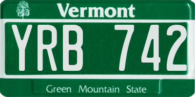 VT license plate YRB742