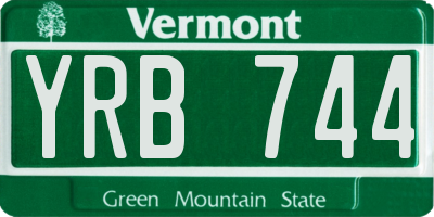 VT license plate YRB744