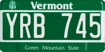 VT license plate YRB745
