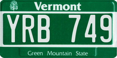 VT license plate YRB749