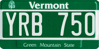 VT license plate YRB750