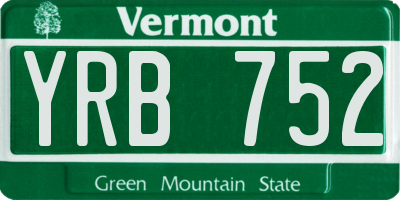 VT license plate YRB752